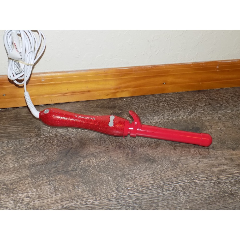 Beachwaver B1 Rotating Curling Iron Women Red Glitter Excellent 1in Barrel